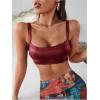 imageMakeMeChic Womens Faux PU Leather Sleeveless Spaghetti Strap Crop Cami TopBurgundy