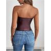 imageMakeMeChic Womens Metallic PU Leather Top Strapless Bandeau Sleeveless Party Crop Tube TopBrown