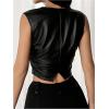 imageMakeMeChic Womens PU Leather Button Down Vest Top Sleeveless V Neck Y2K Tank Crop TopsBlack