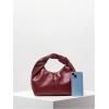imageMakeMeChic Womens PU Leather Ruched Satchel Handbags Top Handle Mini Purse Dumpling BagBurgundy