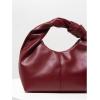 imageMakeMeChic Womens PU Leather Ruched Satchel Handbags Top Handle Mini Purse Dumpling BagBurgundy