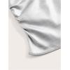 imageMakeMeChic Womens PU Leather Tops Summer Tube Top Ruched Sleeveless Slim Fit Strapless ShirtsSilver