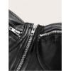 imageMakeMeChic Womens Y2K PU Leather Tops Spaghetti Strap Camisole Zipper Sleeveless Crop TopBlack
