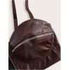 imageMakeMeChic Womens Y2K PU Leather Tops Spaghetti Strap Camisole Zipper Sleeveless Crop TopBrown