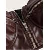 imageMakeMeChic Womens Y2K PU Leather Tops Spaghetti Strap Camisole Zipper Sleeveless Crop TopBrown