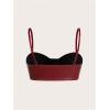 imageMakeMeChic Womens Y2K PU Leather Tops Spaghetti Strap Camisole Zipper Sleeveless Crop TopBurgundy
