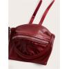 imageMakeMeChic Womens Y2K PU Leather Tops Spaghetti Strap Camisole Zipper Sleeveless Crop TopBurgundy
