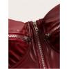 imageMakeMeChic Womens Y2K PU Leather Tops Spaghetti Strap Camisole Zipper Sleeveless Crop TopBurgundy
