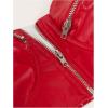 imageMakeMeChic Womens Y2K PU Leather Tops Spaghetti Strap Camisole Zipper Sleeveless Crop TopRed