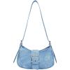 imageMakeMeChic Womens PU Leather Shoulder Handbags Zipper Top Handle Buckle Y2K Square BagsBlue