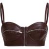 imageMakeMeChic Womens Y2K PU Leather Tops Spaghetti Strap Camisole Zipper Sleeveless Crop TopBrown