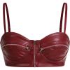 imageMakeMeChic Womens Y2K PU Leather Tops Spaghetti Strap Camisole Zipper Sleeveless Crop TopBurgundy