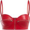 imageMakeMeChic Womens Y2K PU Leather Tops Spaghetti Strap Camisole Zipper Sleeveless Crop TopRed
