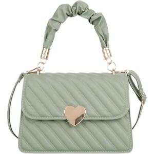 imageMakeMeChic Womens Heart Top Handle PU Leather Flap Bags Square Handbag Crossbody BagsMint Green