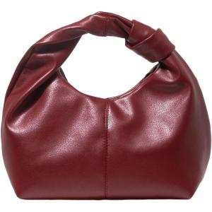 imageMakeMeChic Womens PU Leather Ruched Satchel Handbags Top Handle Mini Purse Dumpling BagBurgundy
