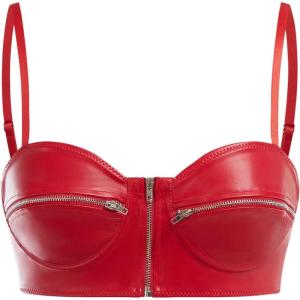 imageMakeMeChic Womens Y2K PU Leather Tops Spaghetti Strap Camisole Zipper Sleeveless Crop TopRed
