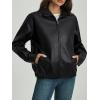 imageMakeMeChic Womens Faux Leather Shacket Long Sleeve Zip Up Motorcycle Jacket Biker CoatBlack