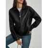imageMakeMeChic Womens Faux Leather Shacket Long Sleeve Zip Up Motorcycle Jacket Biker CoatBlack