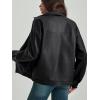 imageMakeMeChic Womens Faux Leather Shacket Long Sleeve Zip Up Motorcycle Jacket Biker CoatBlack