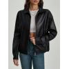 imageMakeMeChic Womens Faux Leather Shacket Long Sleeve Zip Up Motorcycle Jacket Biker CoatBlack