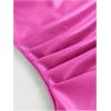 imageMakeMeChic Womens Faux Leather Strapless Tube Bar Tops Asymmetrical Ruched Backless Corset Crop TopsHot Pink