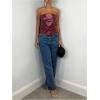 imageMakeMeChic Womens PU Leather Top Strapless Ruched Bandeau Sleeveless Party Tube TopsBurgundy