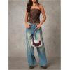 imageMakeMeChic Womens PU Leather Top Strapless Ruched Bandeau Sleeveless Party Tube TopsCoffee Brown