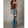 imageMakeMeChic Womens PU Leather Top Strapless Ruched Bandeau Sleeveless Party Tube TopsCoffee Brown