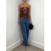 imageMakeMeChic Womens PU Leather Top Strapless Ruched Bandeau Sleeveless Party Tube TopsCoffee Brown a