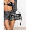 imageMakeMeChic Womens Shoulder Bags Y2K PU Leather Clutch Small Purse Hobo BagsBlack