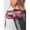 imageMakeMeChic Womens Shoulder Bags Y2K PU Leather Clutch Small Purse Hobo BagsBurgundy