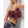 imageMakeMeChic Womens Shoulder Bags Y2K PU Leather Clutch Small Purse Hobo BagsBurgundy
