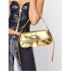imageMakeMeChic Womens Shoulder Bags Y2K PU Leather Clutch Small Purse Hobo BagsGold