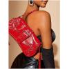 imageMakeMeChic Womens Shoulder Bags Y2K PU Leather Clutch Small Purse Hobo BagsRed