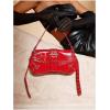 imageMakeMeChic Womens Shoulder Bags Y2K PU Leather Clutch Small Purse Hobo BagsRed