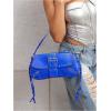 imageMakeMeChic Womens Shoulder Bags Y2K PU Leather Clutch Small Purse Hobo BagsRoyal Blue