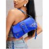 imageMakeMeChic Womens Shoulder Bags Y2K PU Leather Clutch Small Purse Hobo BagsRoyal Blue
