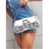 imageMakeMeChic Womens Shoulder Bags Y2K PU Leather Clutch Small Purse Hobo BagsSilver
