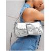 imageMakeMeChic Womens Shoulder Bags Y2K PU Leather Clutch Small Purse Hobo BagsSilver