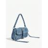 imageMakeMeChic Womens Shoulder Bags Y2K PU Leather Clutch Small Purse Hobo BagsWash Blue