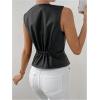imageMakeMeChic Womens Vest Tops PU Leather Button Down V Neck Sleeveless Cropped Vest Blazer WaistcoatBlack