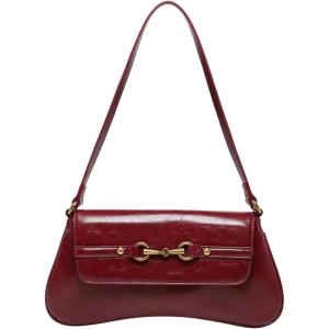 imageMakeMeChic Womens Cheetah Print Purse Faux Leather Leopard Bow Y2K Flap Shoulder BagBurgundy B