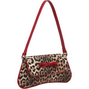 imageMakeMeChic Womens Cheetah Print Purse Faux Leather Leopard Bow Y2K Flap Shoulder BagMulticolor
