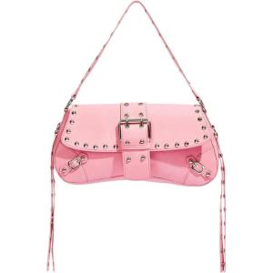 imageMakeMeChic Womens Shoulder Bags Y2K PU Leather Clutch Small Purse Hobo BagsPink