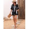 imageMakeMeChic Womens Boho 2 Piece Outfits Tropical Open Front Kimono Blouse and Shorts SetBlack