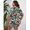 imageMakeMeChic Womens Boho 2 Piece Outfits Tropical Open Front Kimono Blouse and Shorts SetBlack Multi