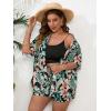 imageMakeMeChic Womens Boho 2 Piece Outfits Tropical Open Front Kimono Blouse and Shorts SetBlack Multi