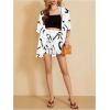 imageMakeMeChic Womens Boho 2 Piece Outfits Tropical Open Front Kimono Blouse and Shorts SetBlack and White a