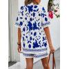 imageMakeMeChic Womens Boho 2 Piece Outfits Tropical Open Front Kimono Blouse and Shorts SetBlue B