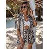 imageMakeMeChic Womens Boho 2 Piece Outfits Tropical Open Front Kimono Blouse and Shorts SetMulti Color